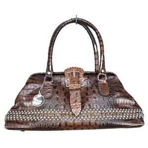 Raviani Croc Embossed Handbag Western Bling Leather Rodeo Cowgirl Satchel Purse